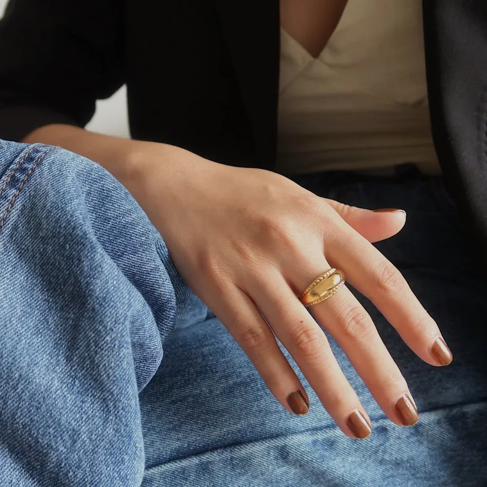 NEW 18K Gold Plated Braided Wide Curve Ring